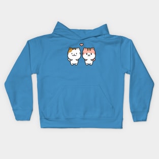 Couple of kawaii cute cat cartoon Kids Hoodie